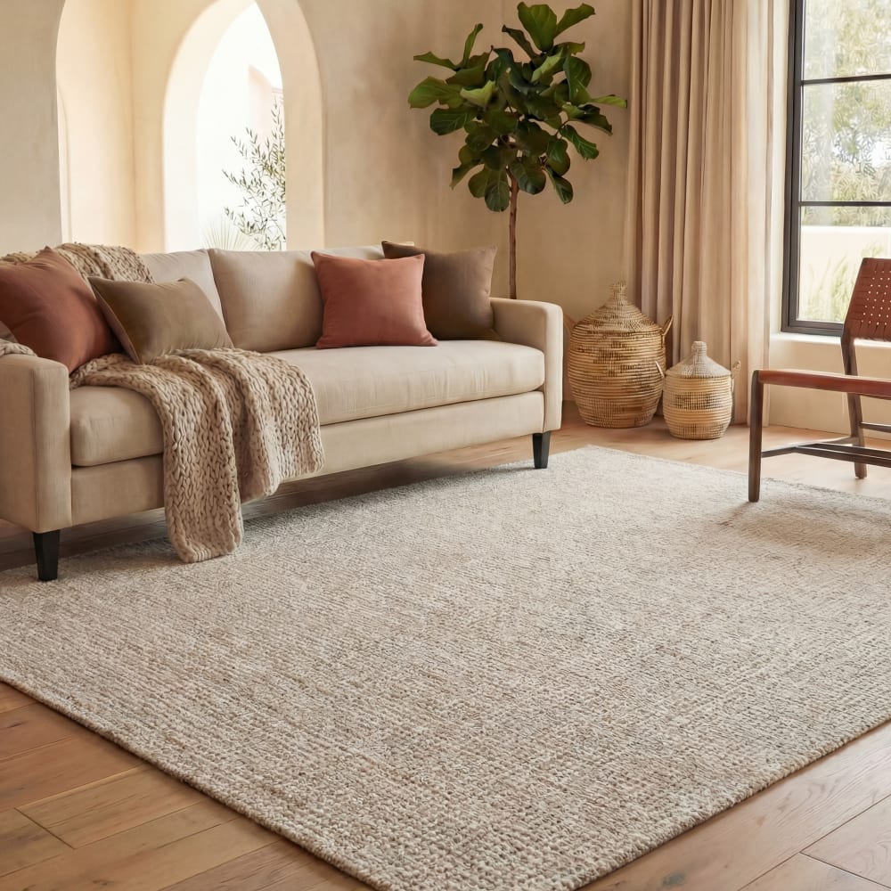 Tapis contemporain en laine blanc/gris, 122 x 183 cm — vue 3