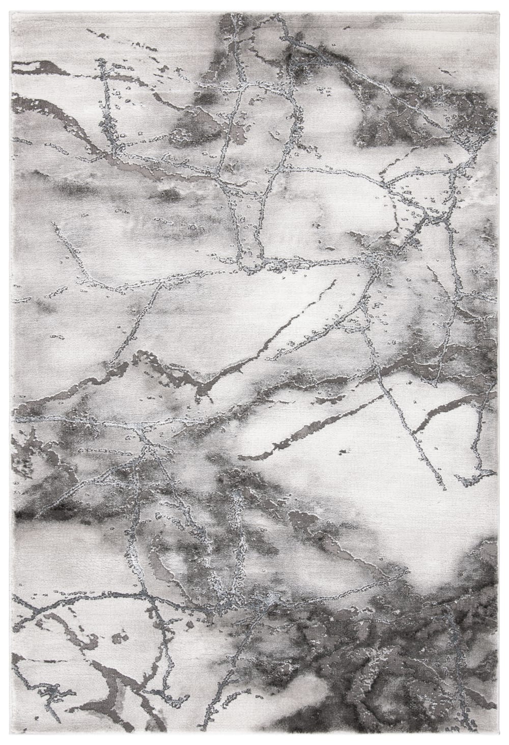 Tapis contemporain en polypropylène gris/argent, 122 x 183 cm