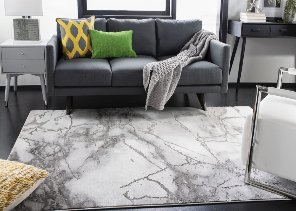 Tapis contemporain en polypropylène gris/argent, 122 x 183 cm — vue 3
