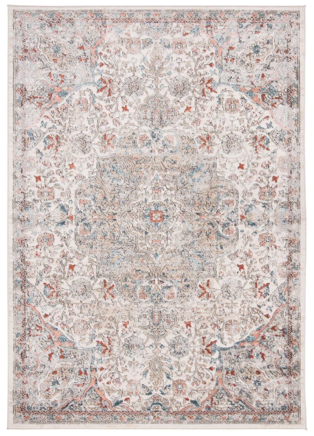 Tapis traditionnel en polypropylène gris/blanc, 122 x 183 cm