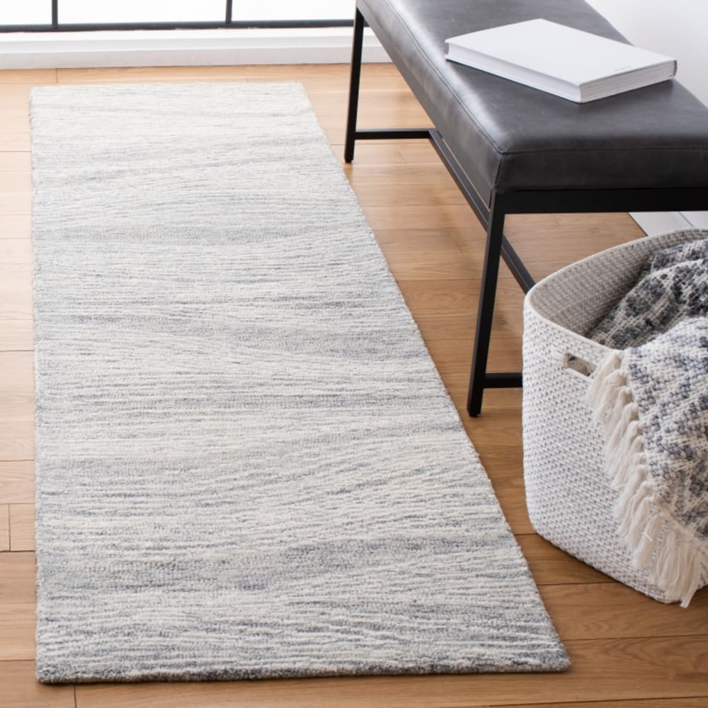 Tapis moderne contemporain en laine gris/blanc, 69 x 122 cm — vue 3