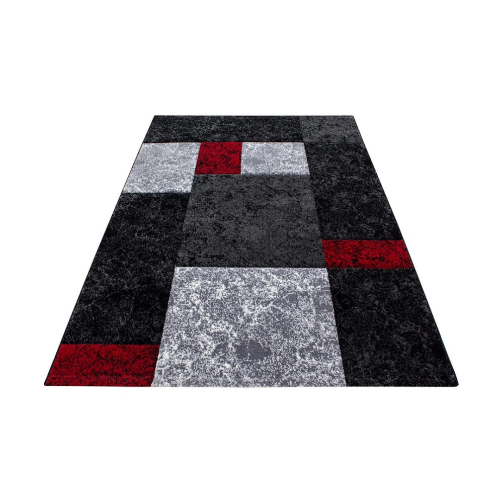 Tapis géométrique design en polypropylène rouge 120x170
