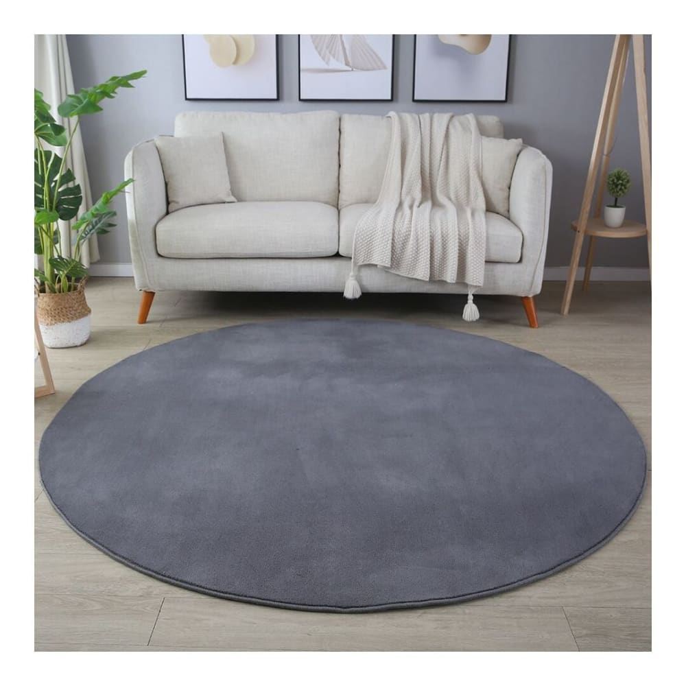 Tapis uni design en polyester gris Ø 120