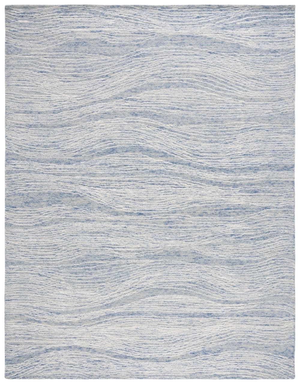 Tapis moderne contemporain en laine bleu/blanc, 69 x 122 cm