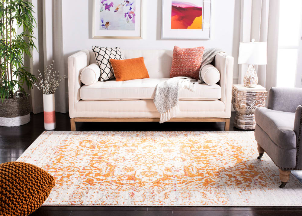 Tapis traditionnel en polypropylène orange/blanc, 122 x 183 cm — vue 3
