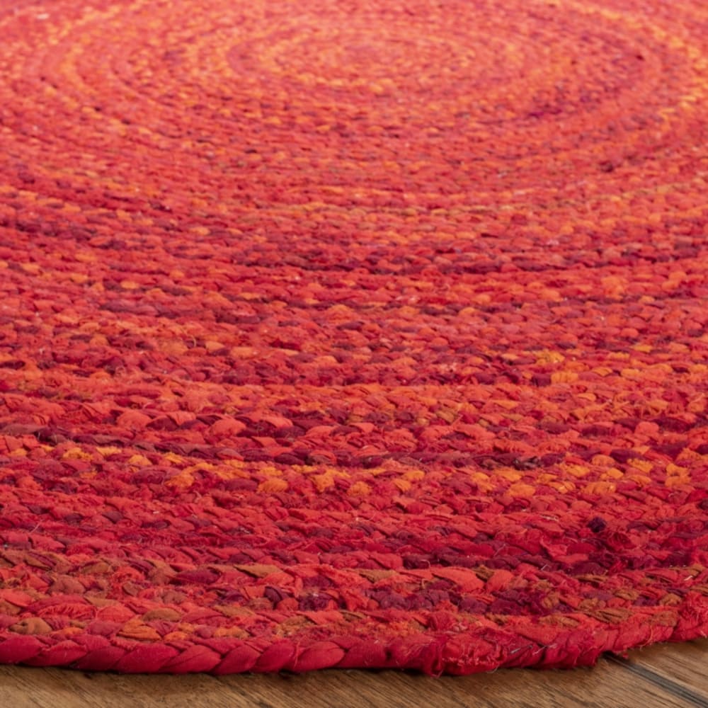 Tapis chalet de campagne en coton rouge, 122 x 122 cm — vue 4