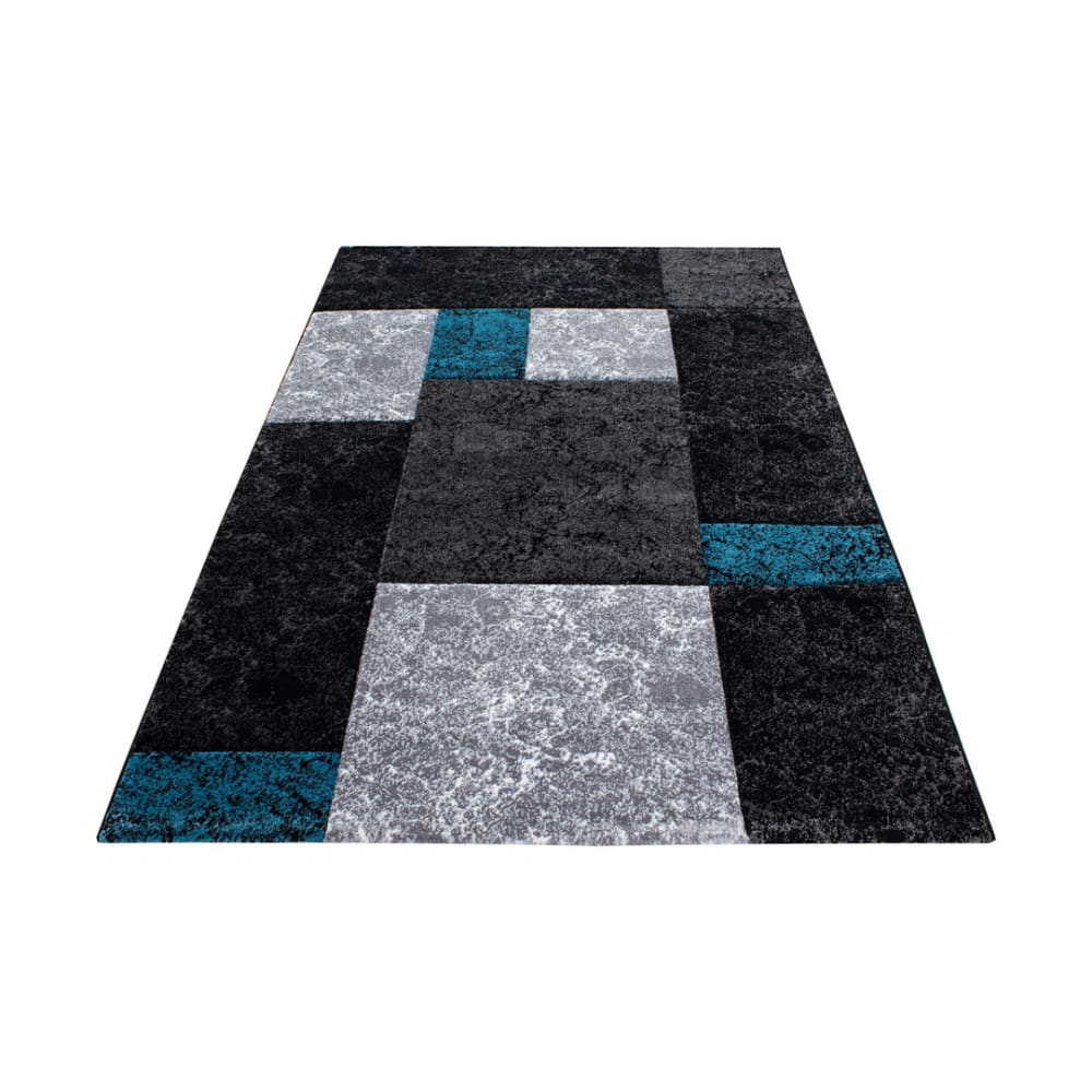 Tapis géométrique design en polypropylène turquoise 120x170