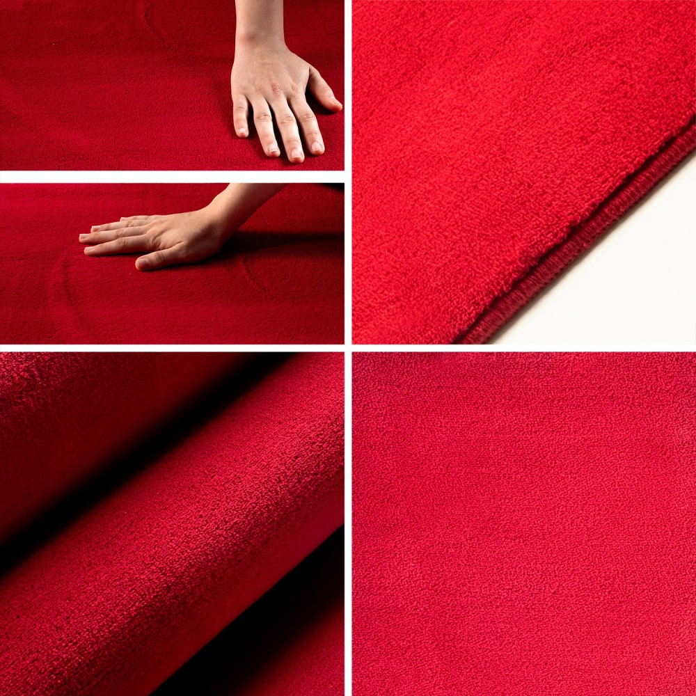 Tapis lavable rond en microfibre douce - rouge 120x120cm — vue 4