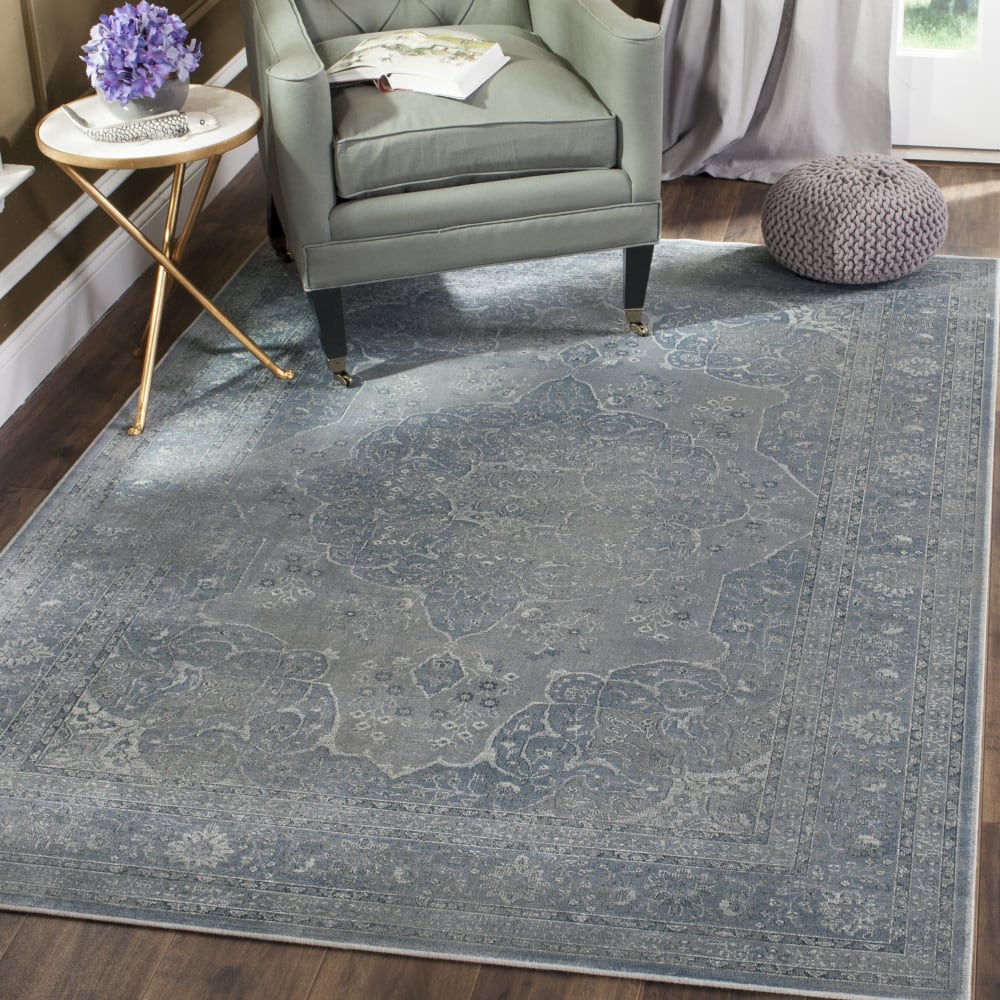 Tapis traditionnel en viscose bleu/gris, 122 x 170 cm — vue 3