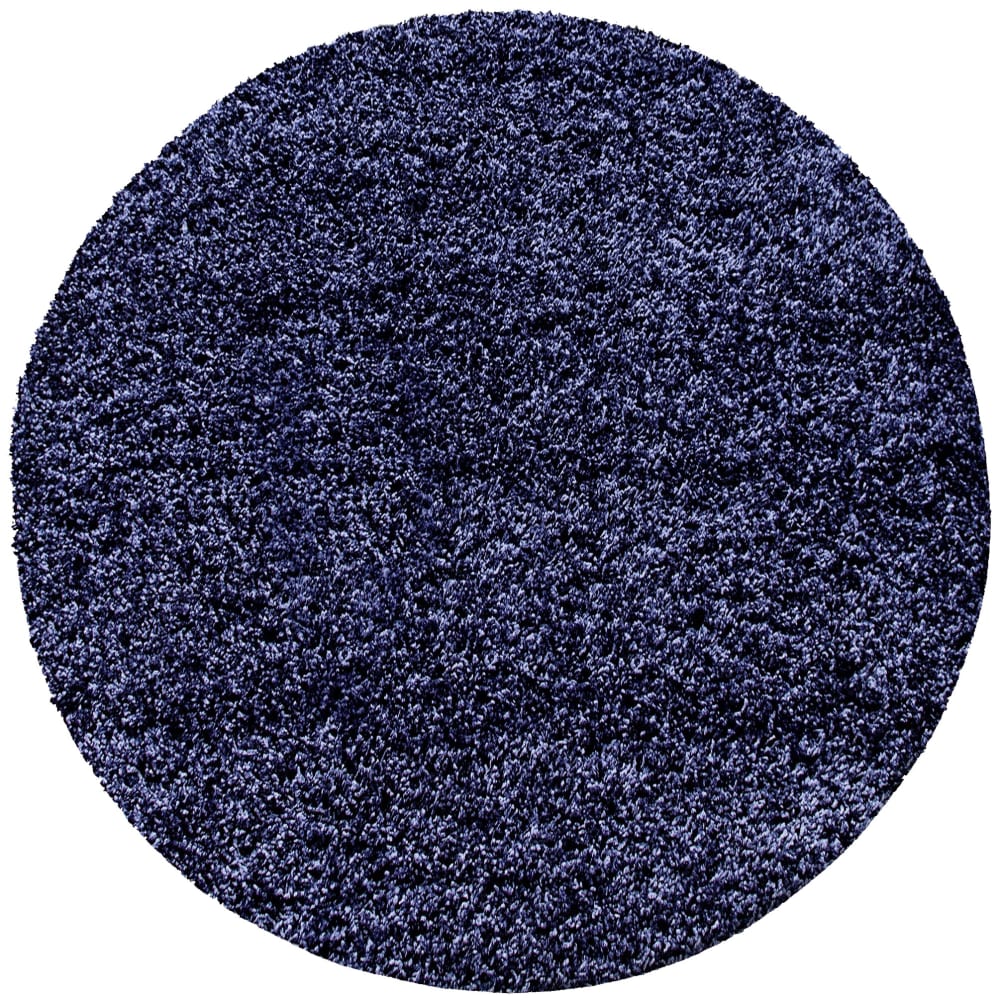 SHAGGY - Tapis Uni Rond - Bleu Foncé 120 x 120 cm