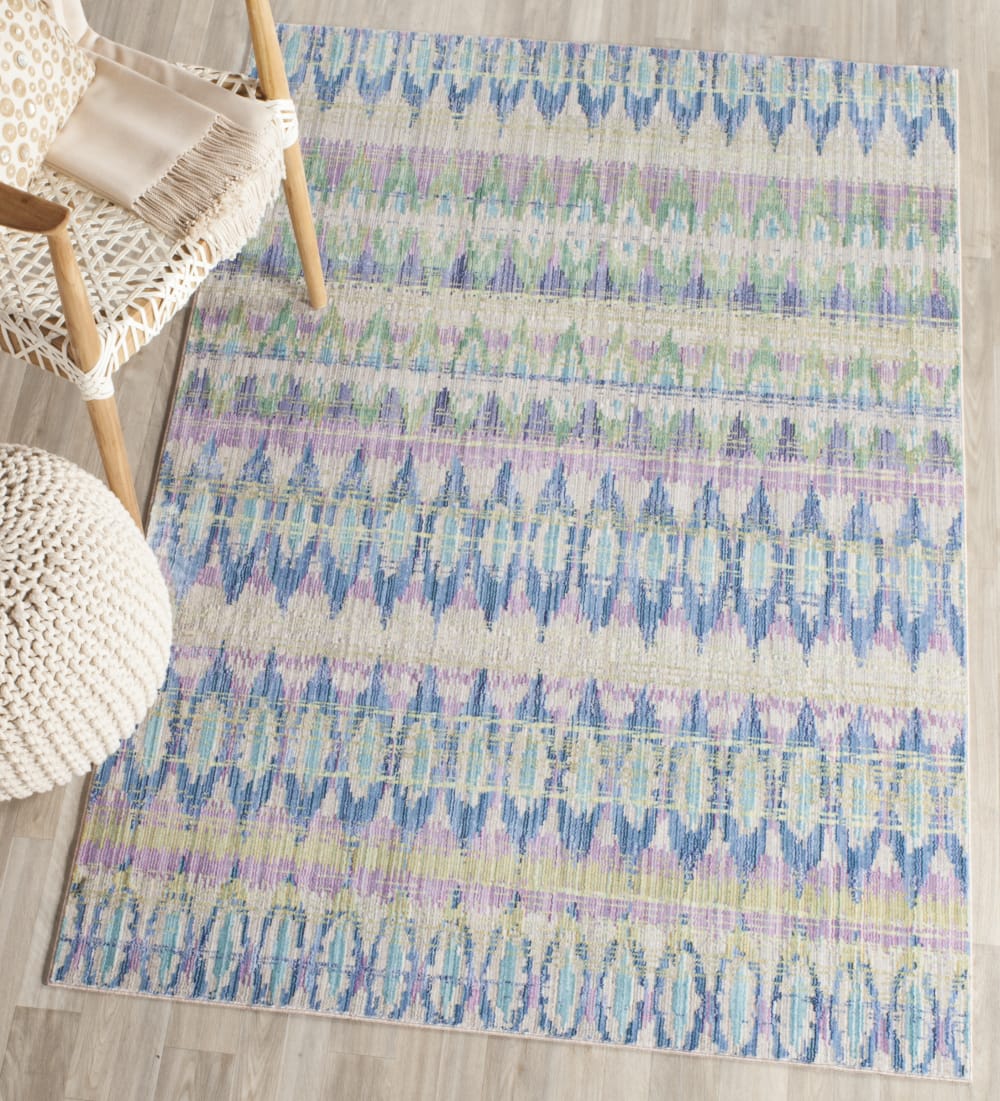 Tapis artisanat inspiré en polyester violet/multicolore, 122 x 183 cm — vue 3