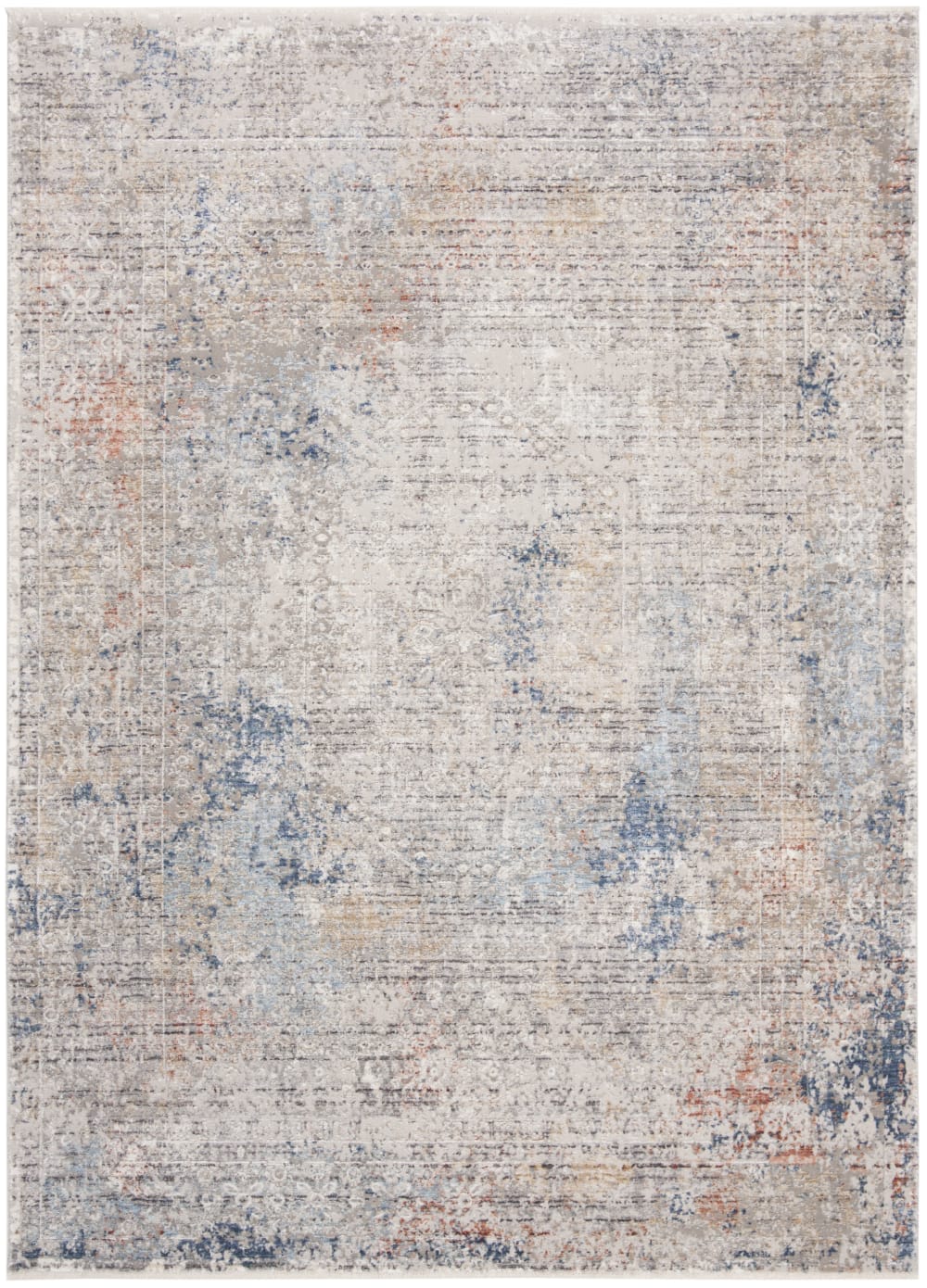 Tapis contemporain en viscose gris/bleu, 122 x 183 cm