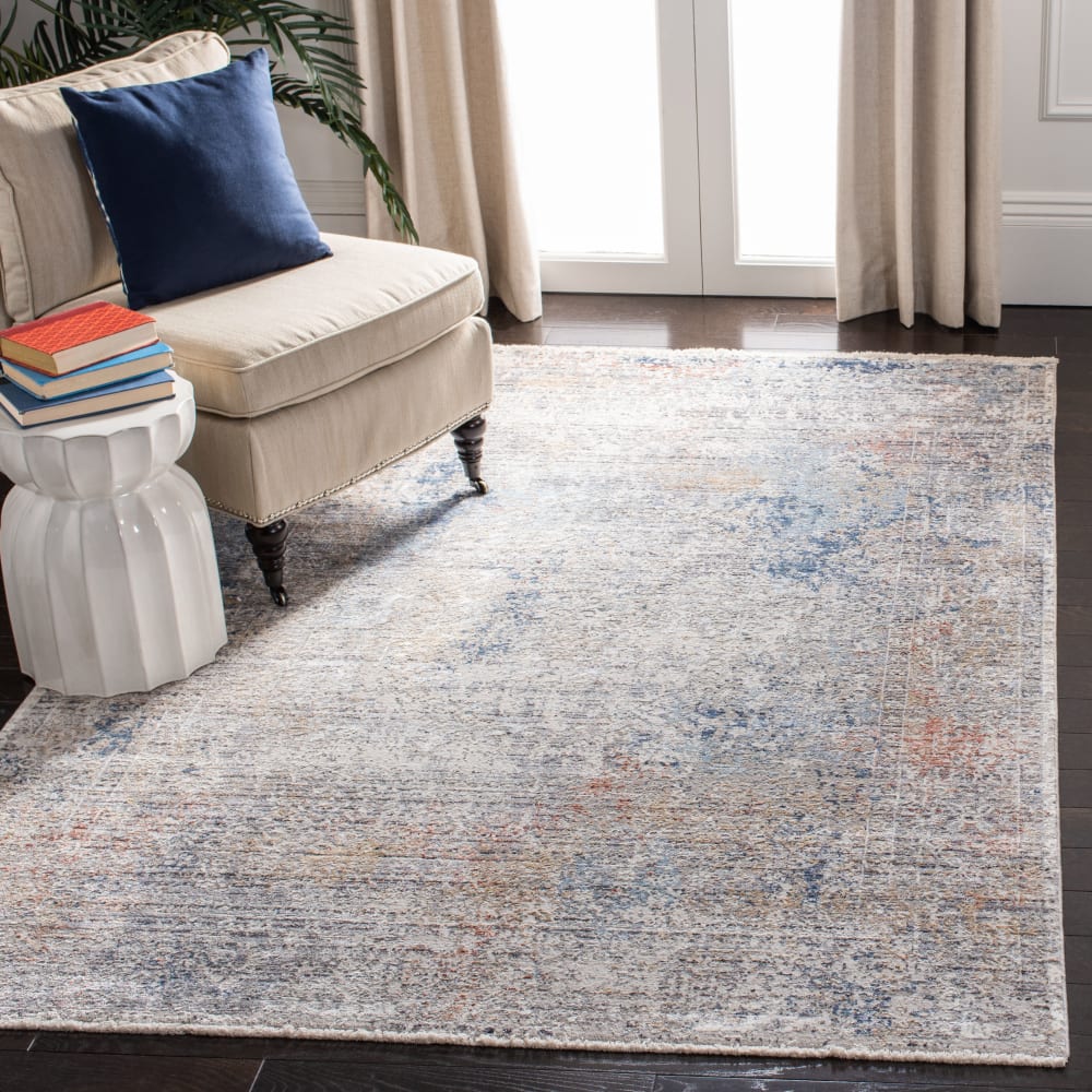 Tapis contemporain en viscose gris/bleu, 122 x 183 cm — vue 3