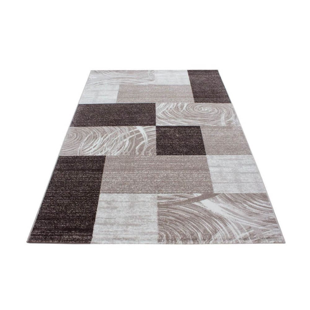 Tapis géométrique contemporaine en polypropylène marron 120x170