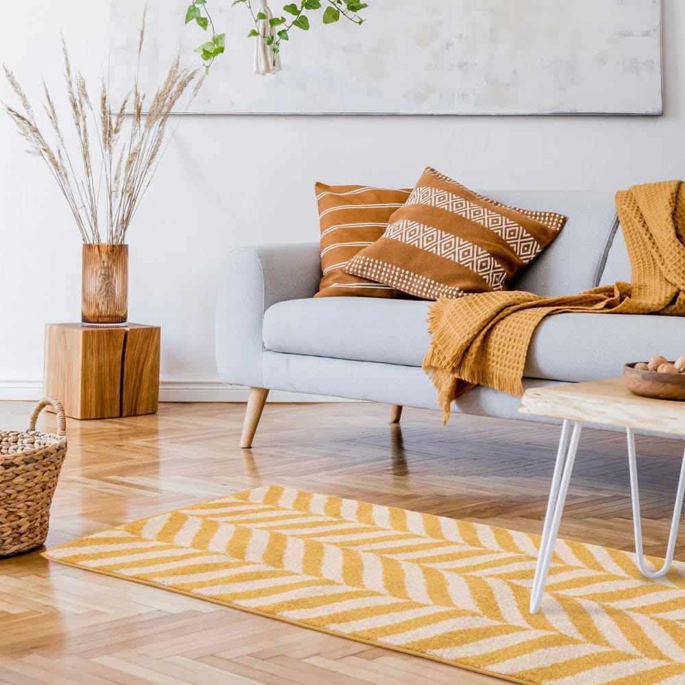 Tapis de salon en polypropylène jaune 120x170 cm — vue 3