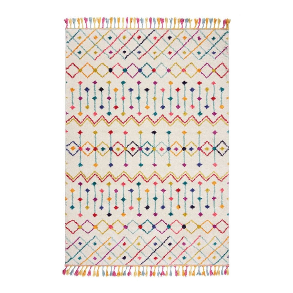 Tapis ethnique berbère en polypropylène crème 120x170