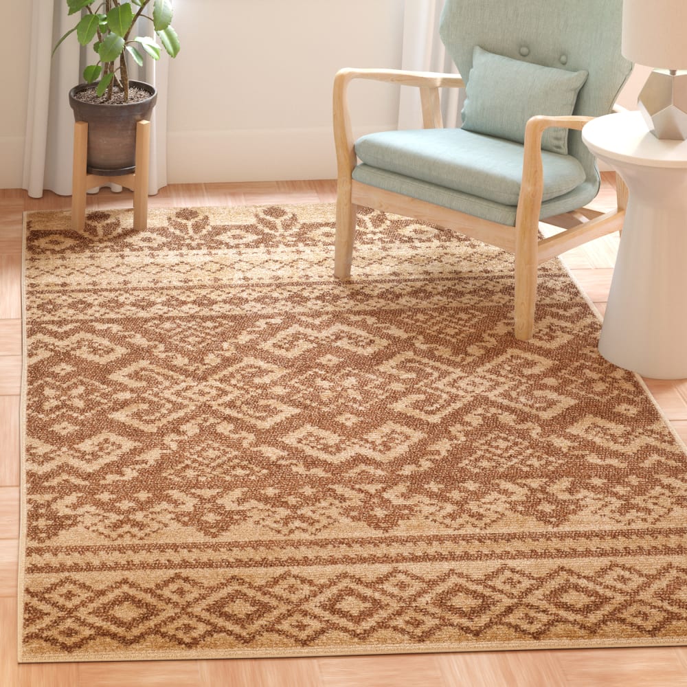Tapis bohémien en polypropylène brun, 122 x 183 cm — vue 4