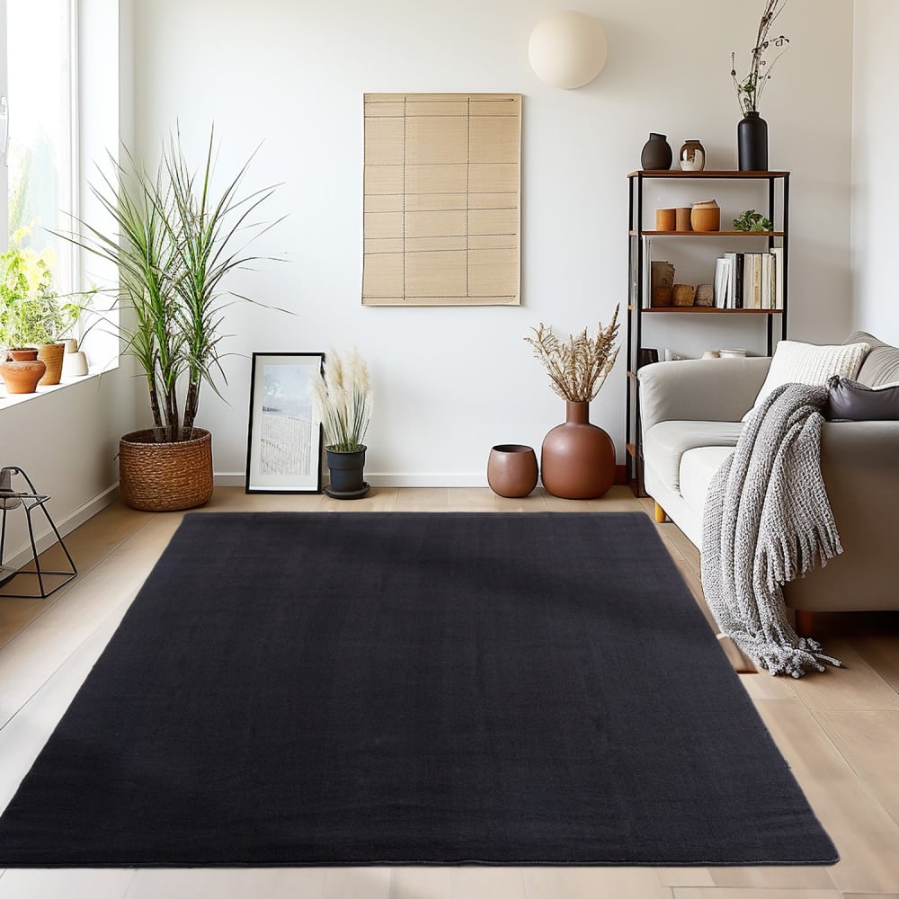 Tapis lavable en microfibre douce - noir 120x170cm — vue 3