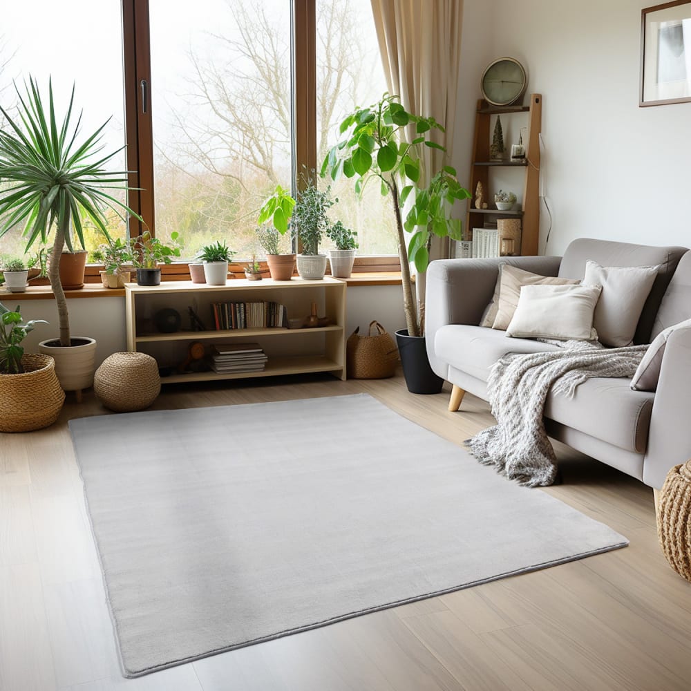 Tapis lavable en microfibre douce - gris argent 120x170cm — vue 3