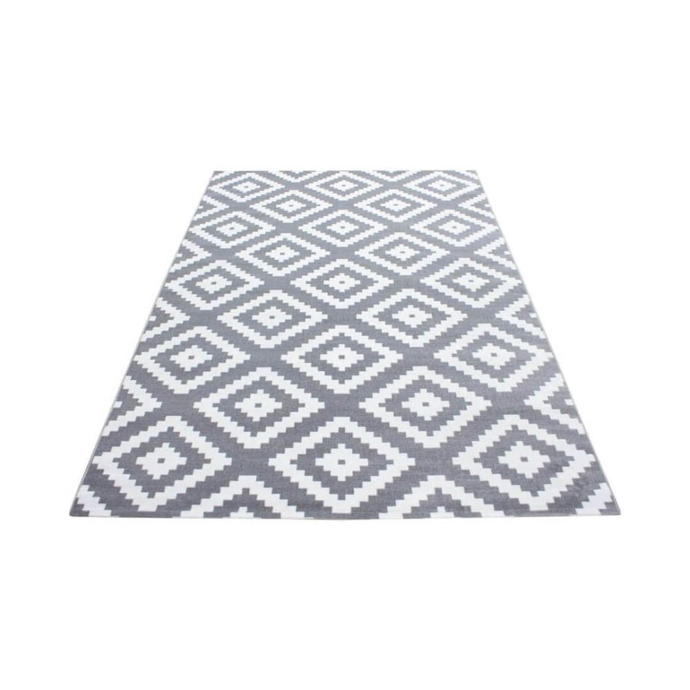Tapis géométrique scandinave en polypropylène gris 120x170