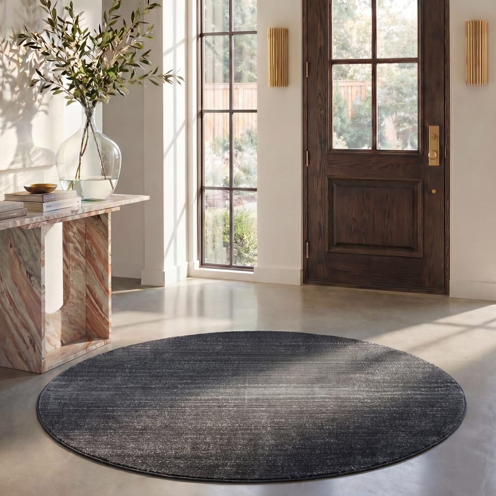 Tapis abstrait moderne en détresse en polypropylène noir/gris, 122 cm — vue 3