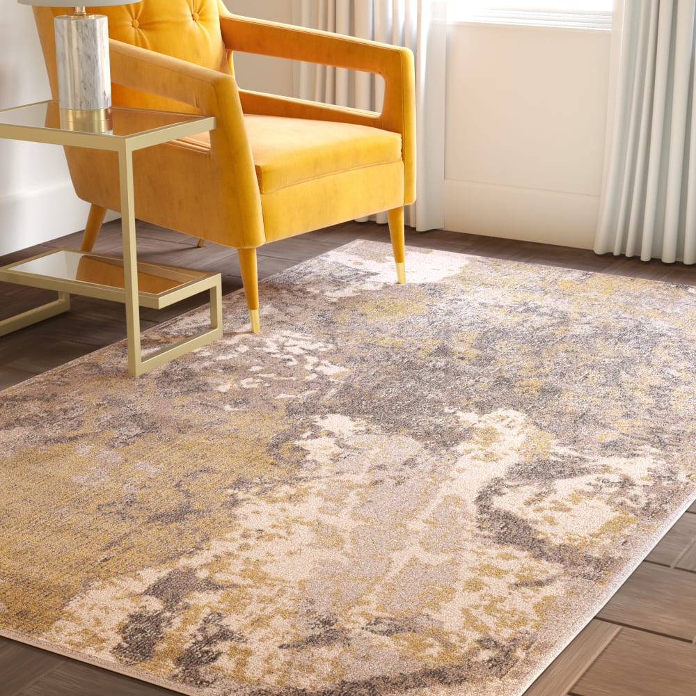 Tapis bohème chic en polypropylène blanc/gris, 122 x 170 cm — vue 3