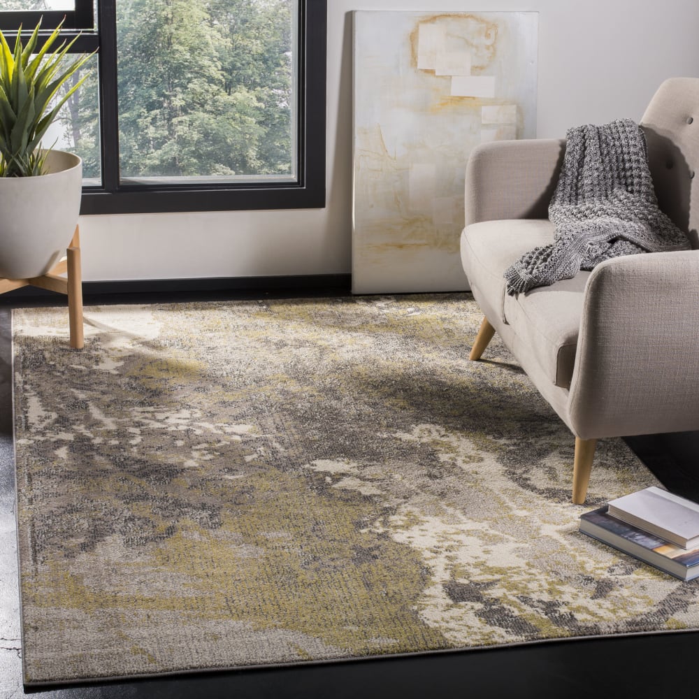 Tapis bohème chic en polypropylène blanc/gris, 122 x 170 cm — vue 4