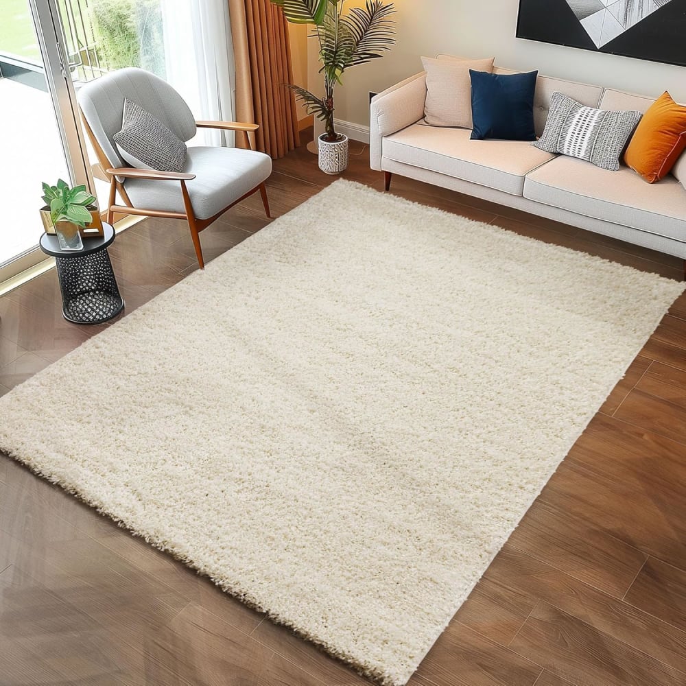 Shaggy - tapis uni à poils longs - blanc ivoire 120 x 170 cm — vue 3