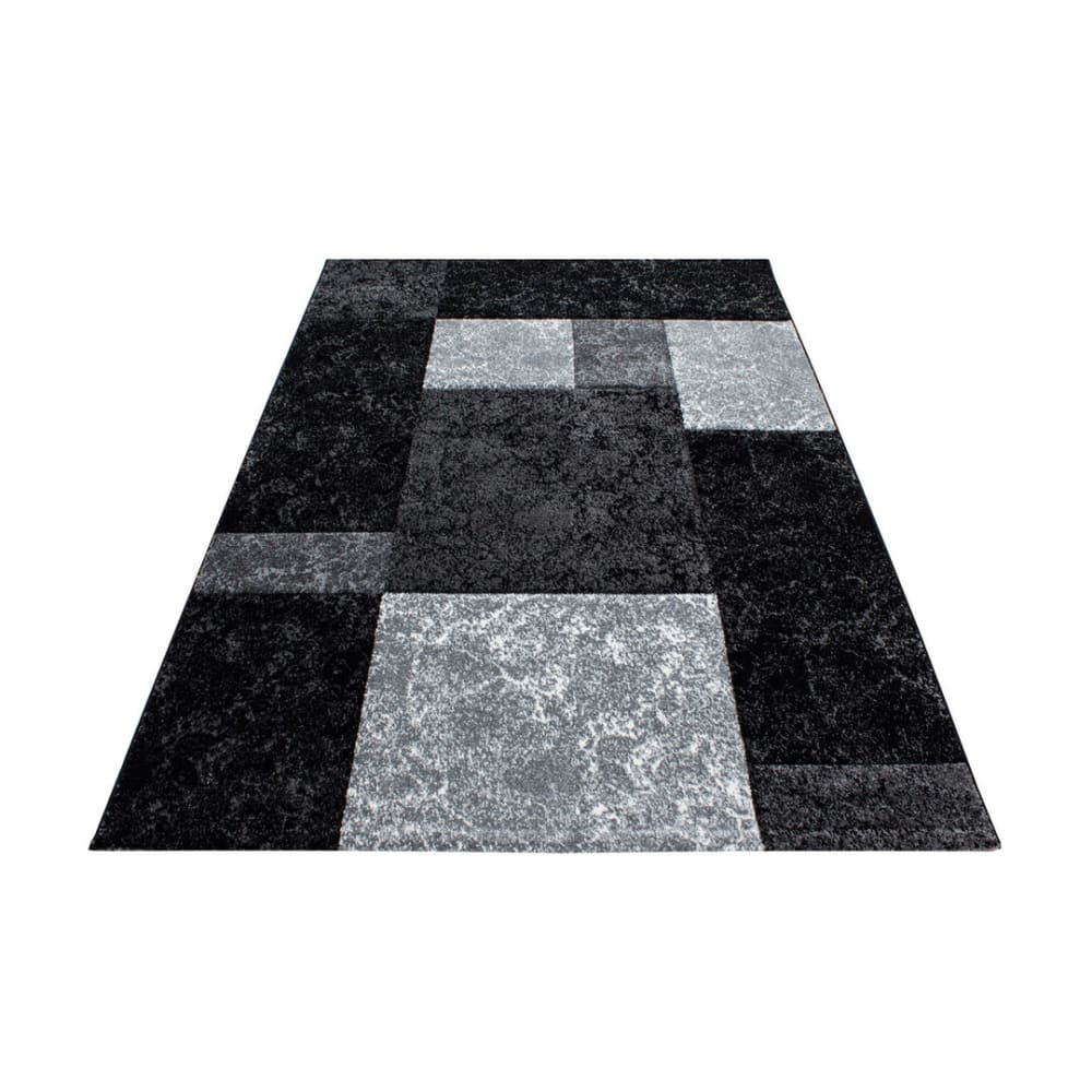 Tapis géométrique design en polypropylène noir 120x170