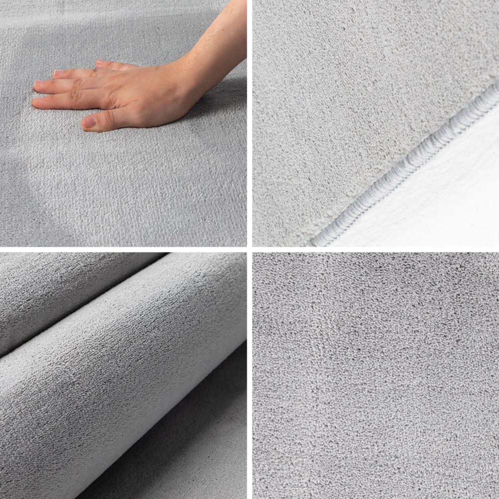 Tapis lavable rond en microfibre douce - gris argent 120x120cm — vue 4