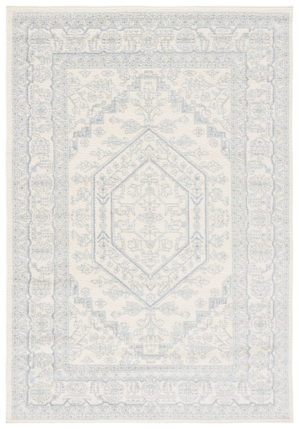 Tapis médaillon en polypropylène blanc/gris, 122 x 183 cm