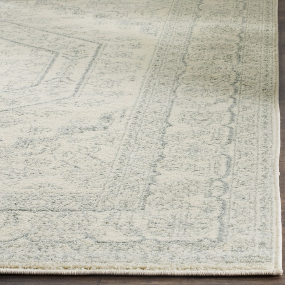 Tapis médaillon en polypropylène blanc/gris, 122 x 183 cm — vue 4
