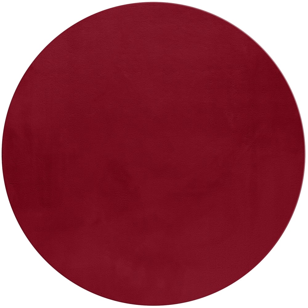 Tapis rond fausse Fourrure toucher doux Rouge 120x120cm