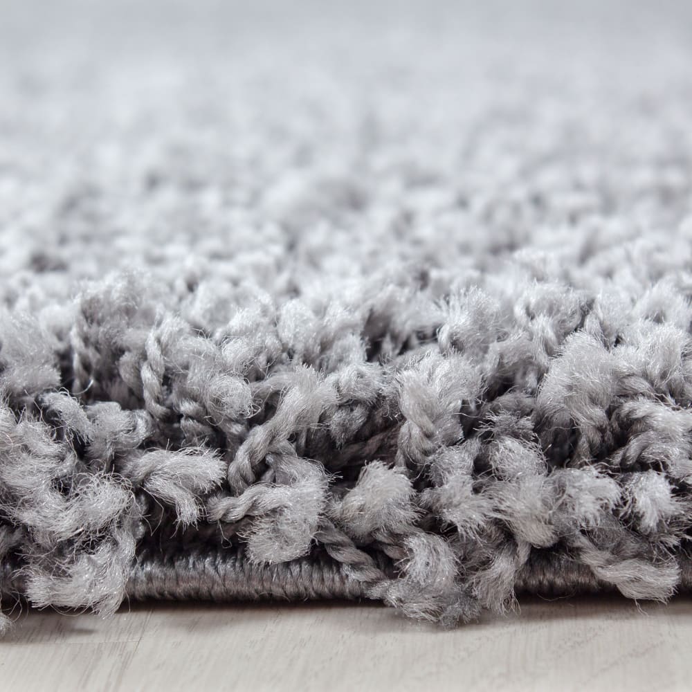 Shaggy - tapis uni rond - gris clair 120 x 120 cm — vue 4