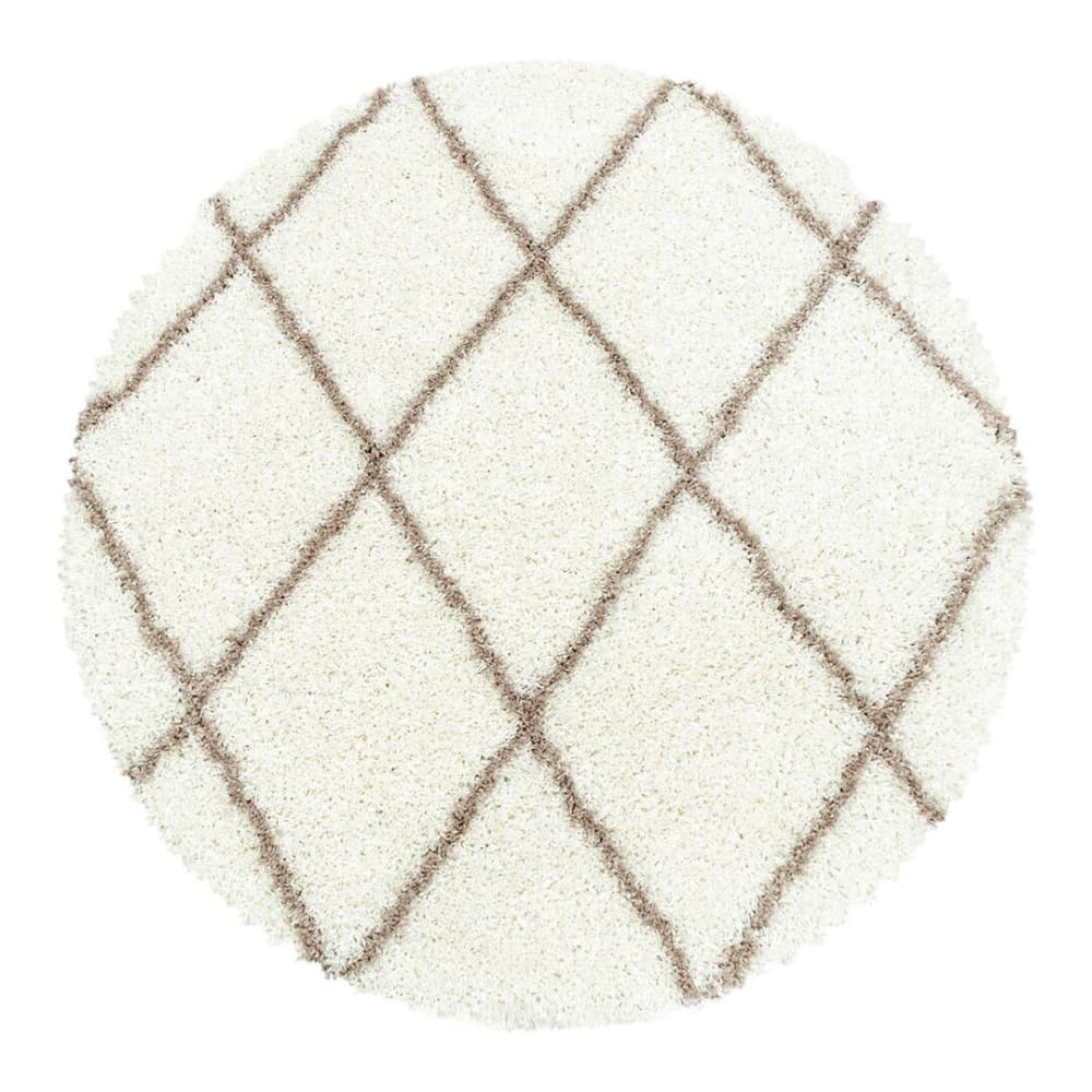 Tapis géométrique scandinave en polypropylène crème Ø 120