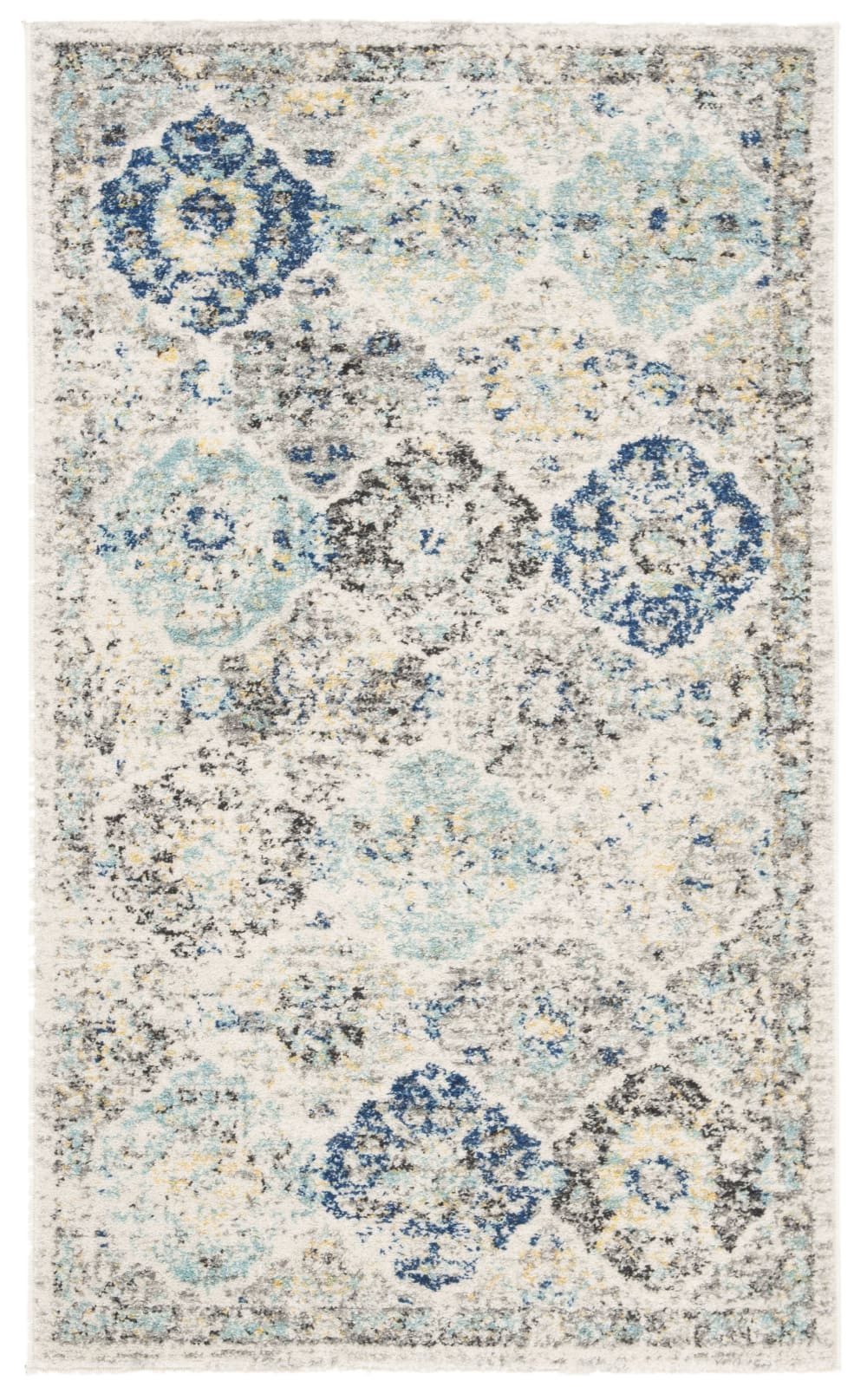 Tapis chic moderne en polypropylène blanc/bleu, 122 x 183 cm