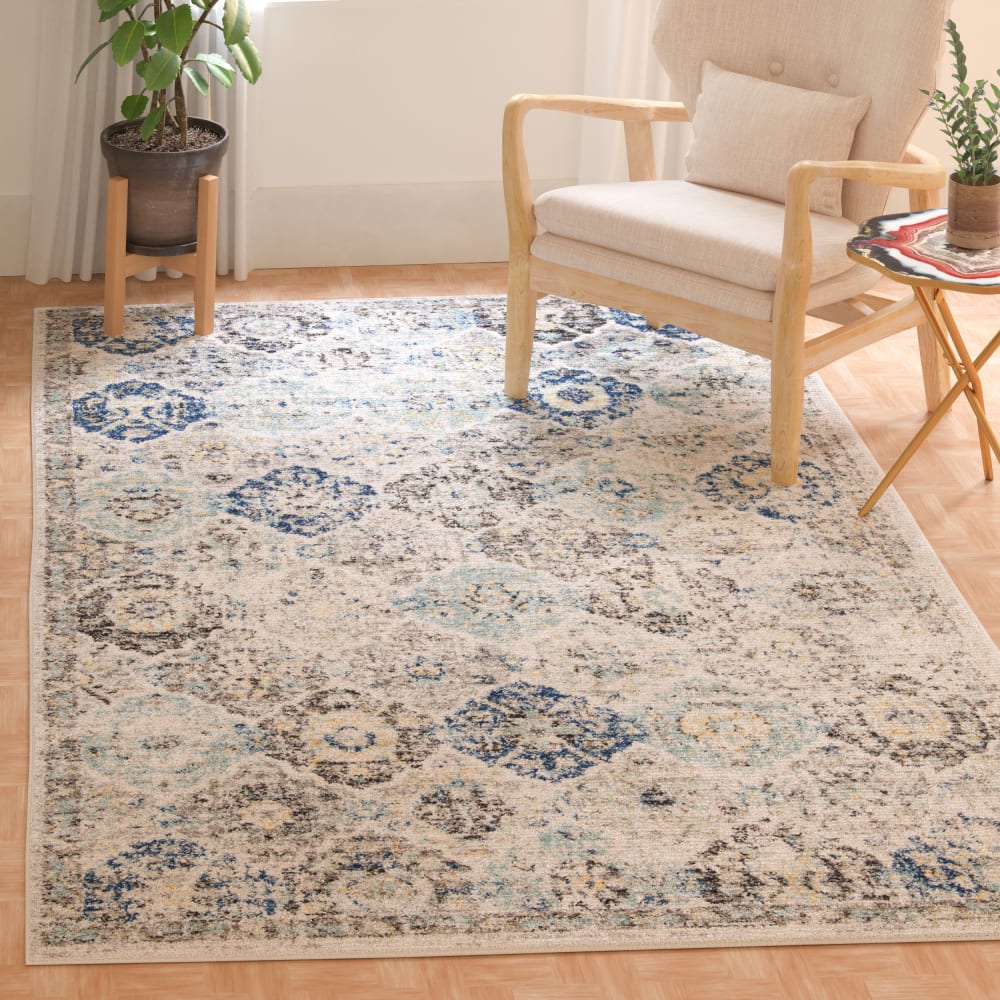 Tapis chic moderne en polypropylène blanc/bleu, 122 x 183 cm — vue 3