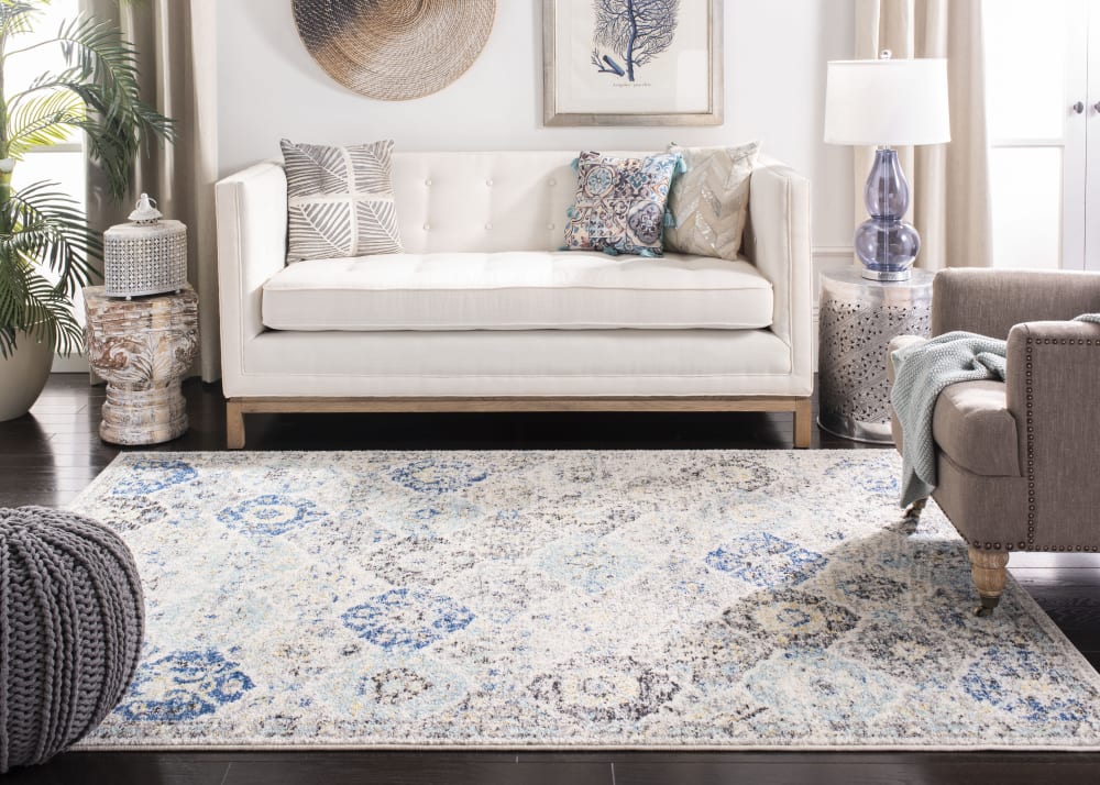 Tapis chic moderne en polypropylène blanc/bleu, 122 x 183 cm — vue 4