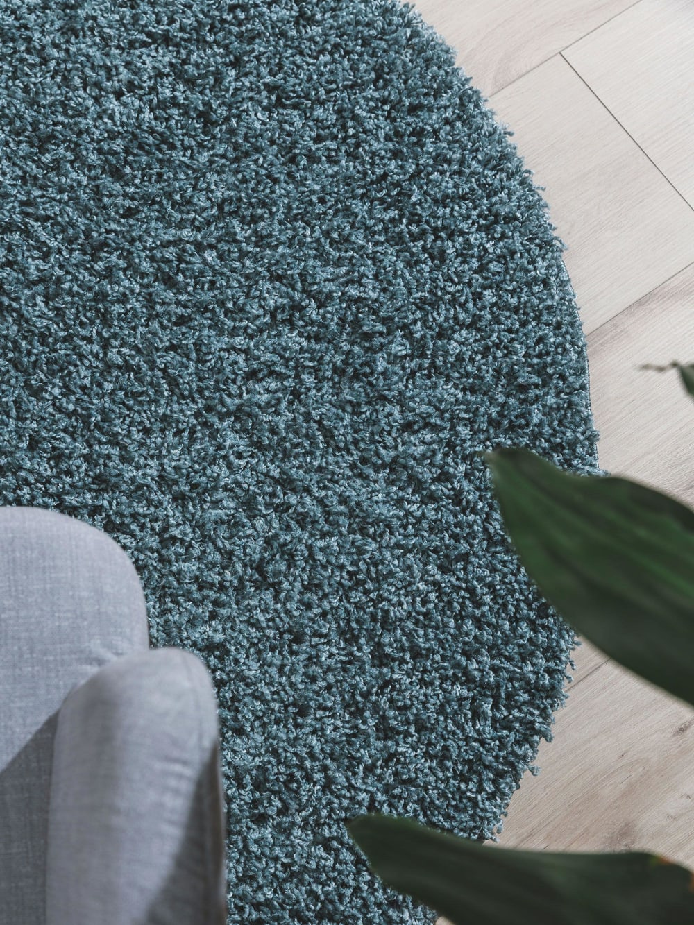 Tapis à poils longs bleu D 120 rond — vue 4