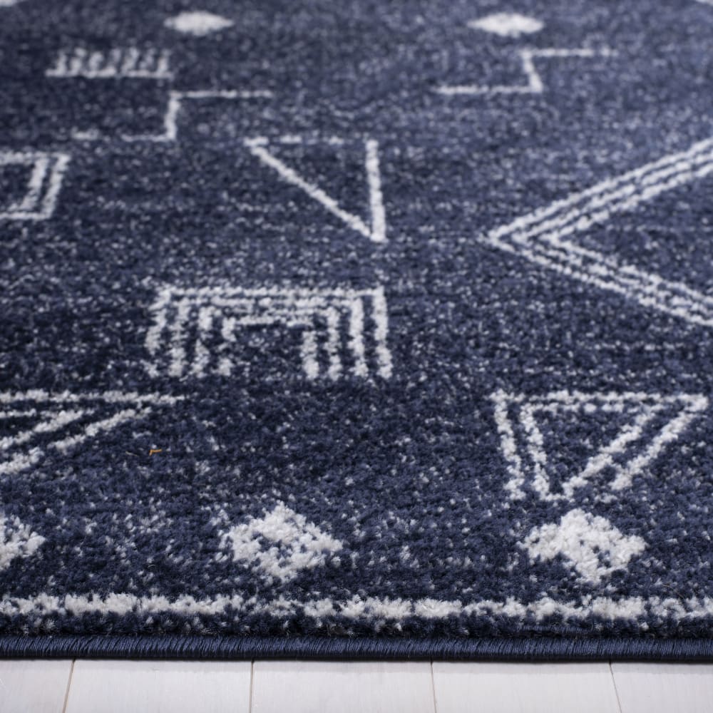 Tapis marocain boho tribal en polypropylène bleu/argent, 122 x 183 cm — vue 4