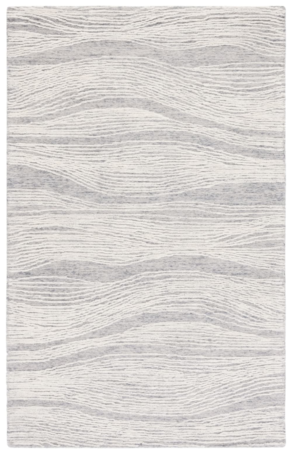 Tapis moderne contemporain en laine gris/blanc, 122 x 183 cm