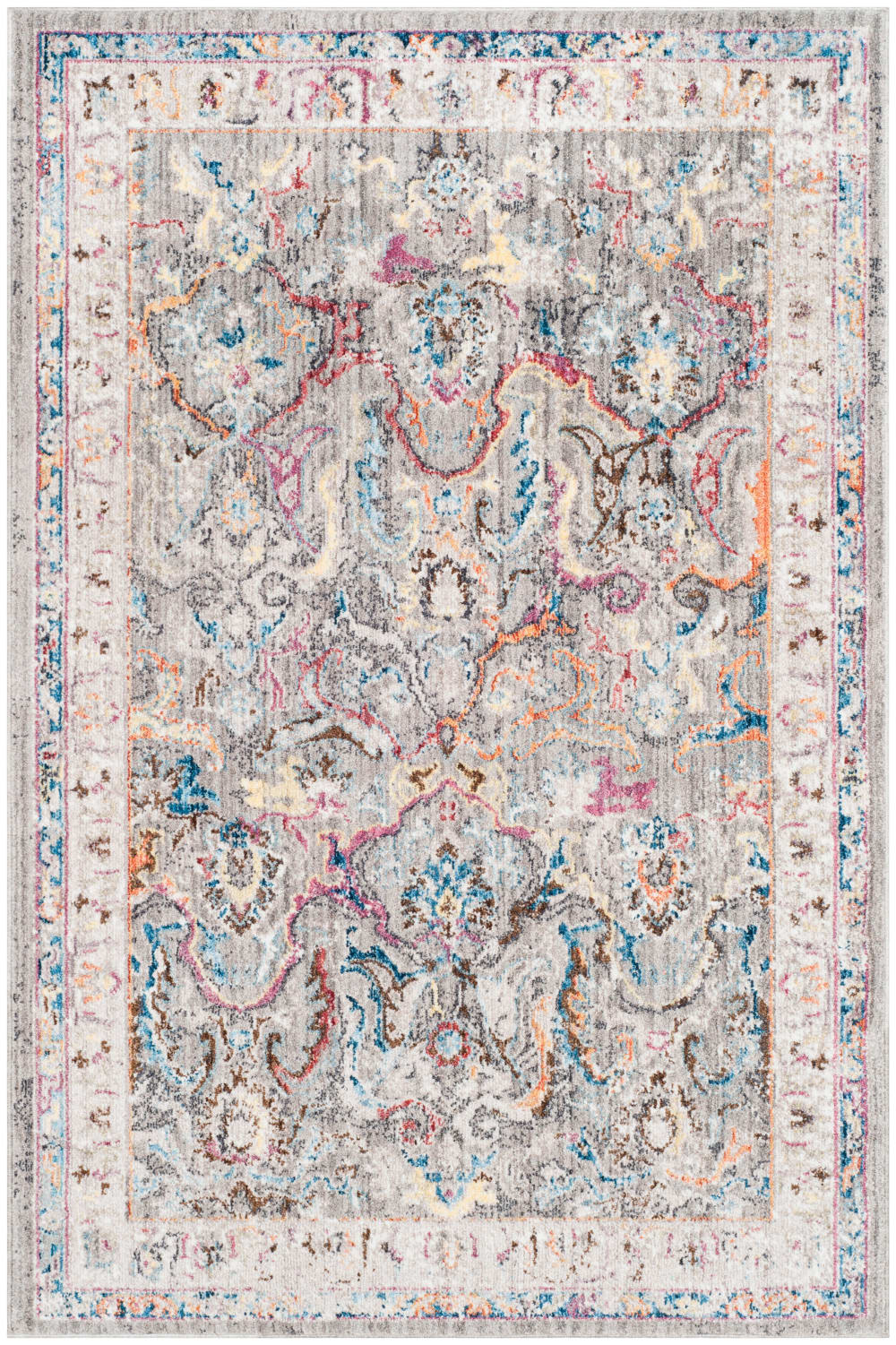 Tapis de transition en polyester gris/blanc, 122 x 183 cm