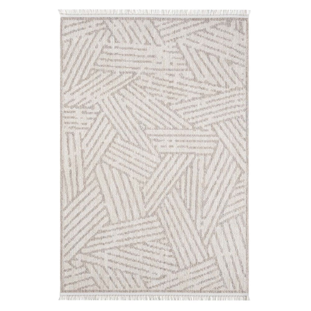 Tapis Tarza texture à franges Beige 120x170cm