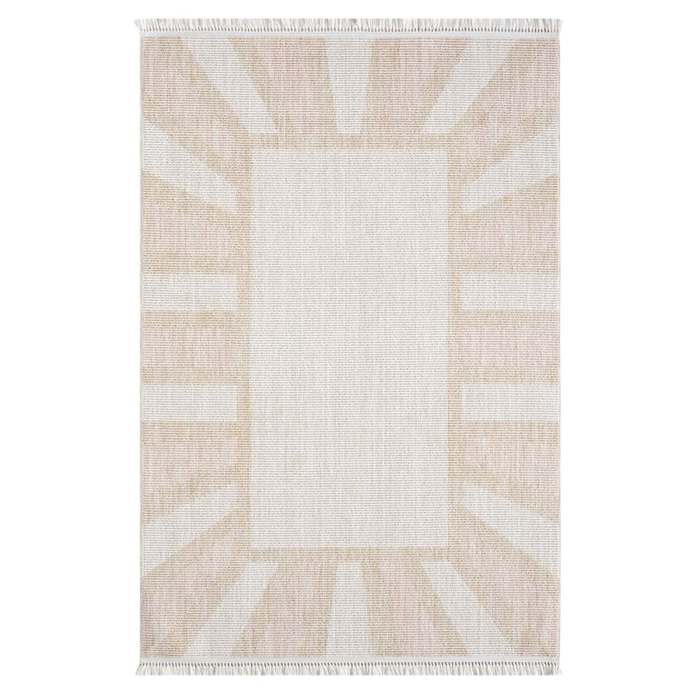 Tapis Sunny laineux à franges Beige et Rose 120x170cm