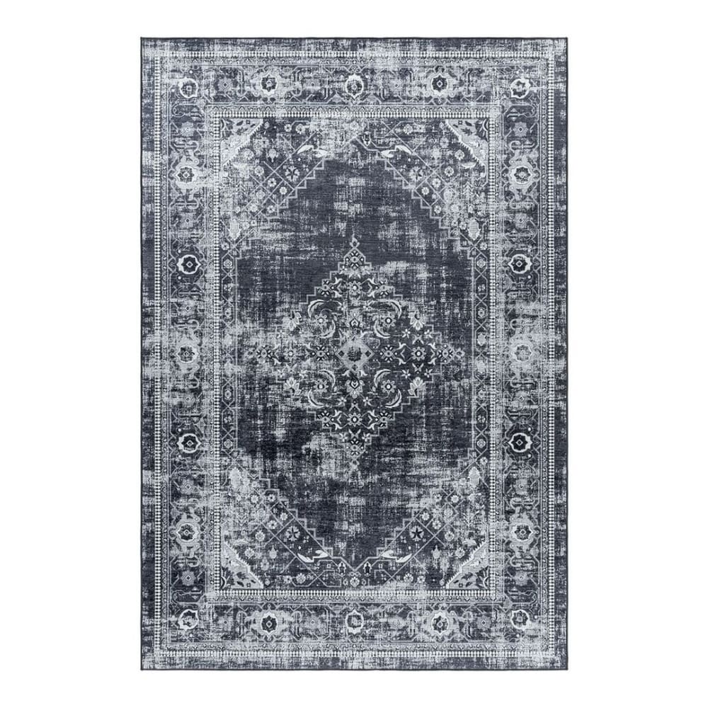 Tapis ethnique orientale en polyester noir 120x170