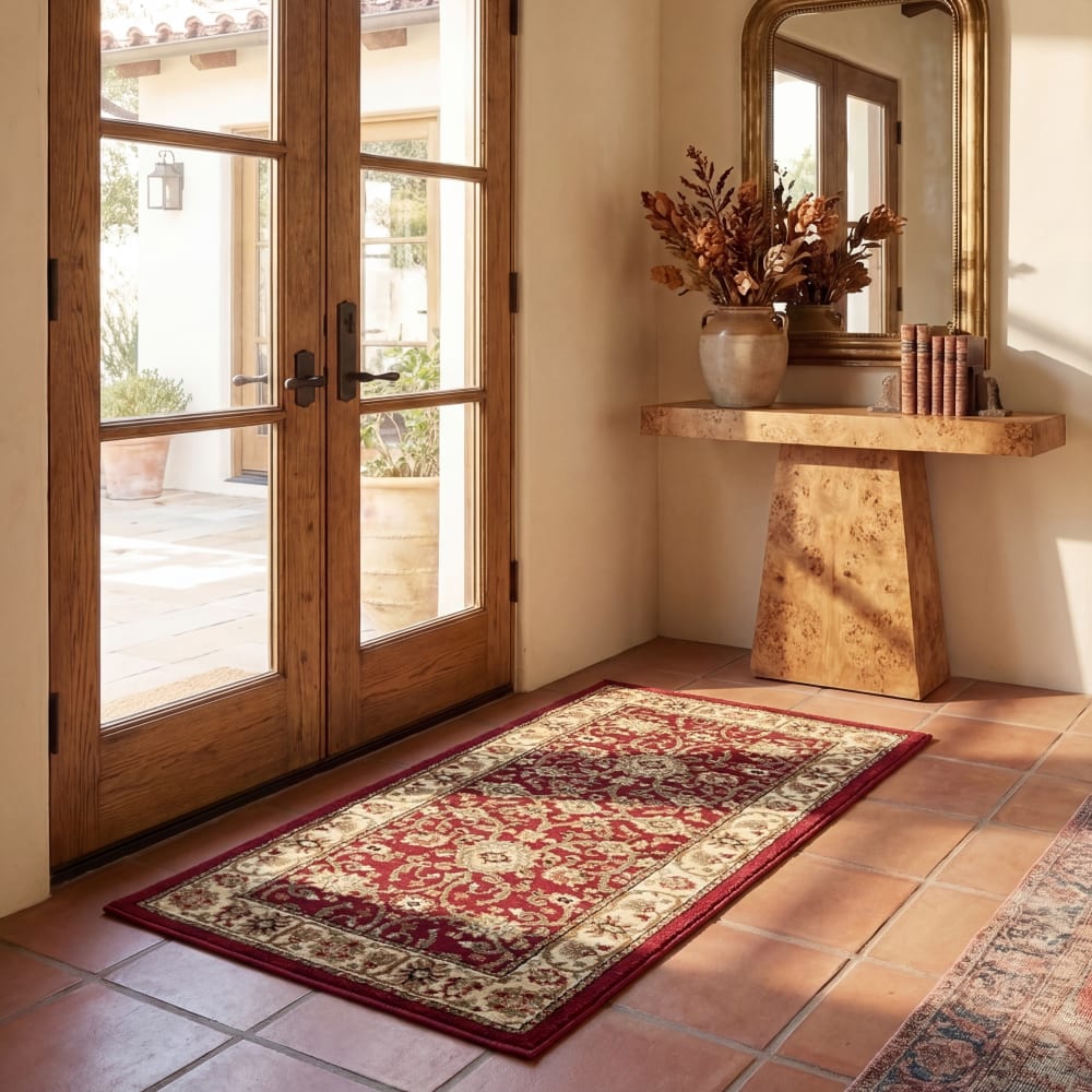 Tapis traditionnel en polypropylène rouge/blanc, 69 x 122 cm — vue 3