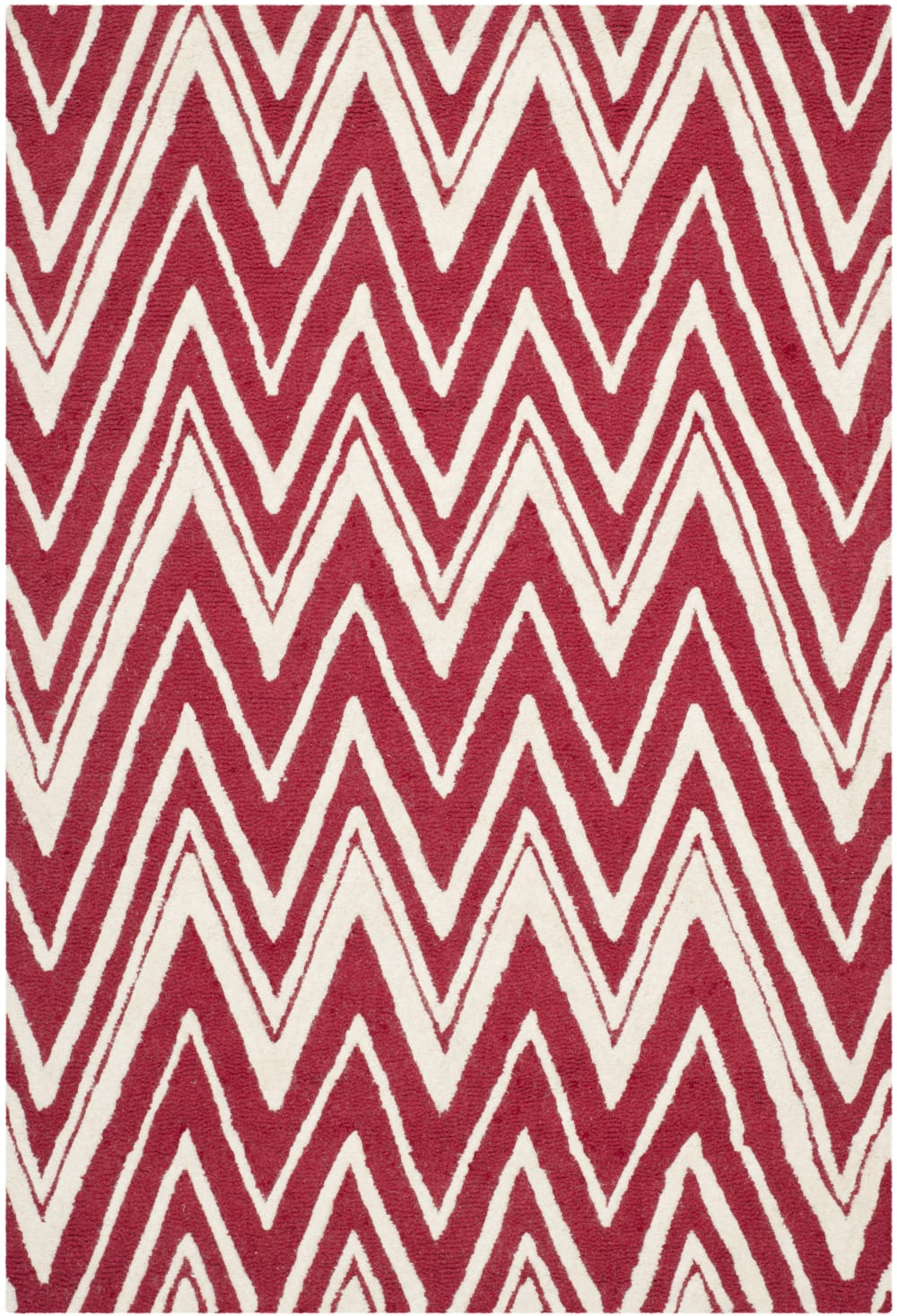 Tapis moderne en laine rouge/blanc, 122 x 183 cm