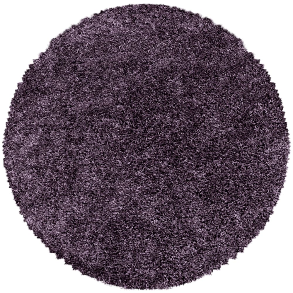 Tapis rond à poils longs doux violet 120x120cm