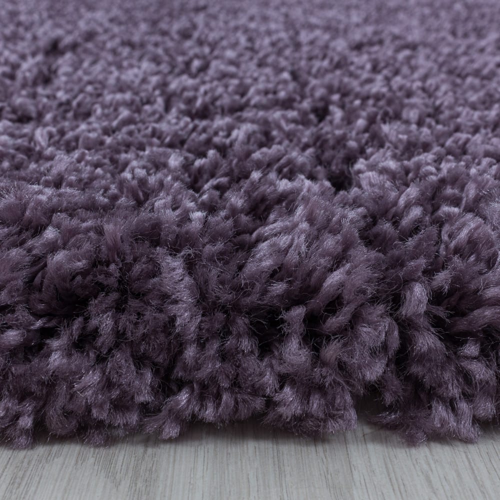 Tapis rond à poils longs doux violet 120x120cm — vue 3