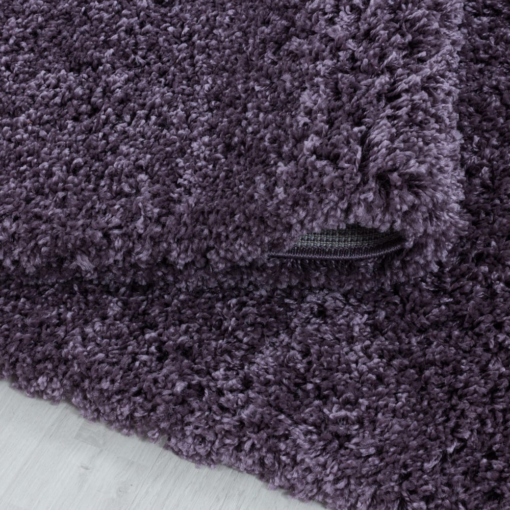 Tapis rond à poils longs doux violet 120x120cm — vue 4